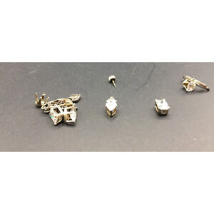 Vtg UTC Sterling Silver 925 Gold Tone Dangle/Drop Earrings w/ Clear Rhinestones